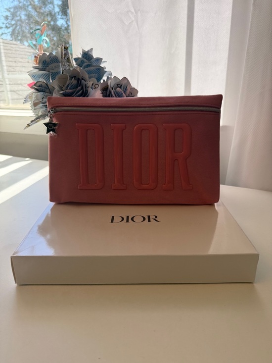 Dior Handbags - Dior Pink Embossed Logo Cosmetic Pouch